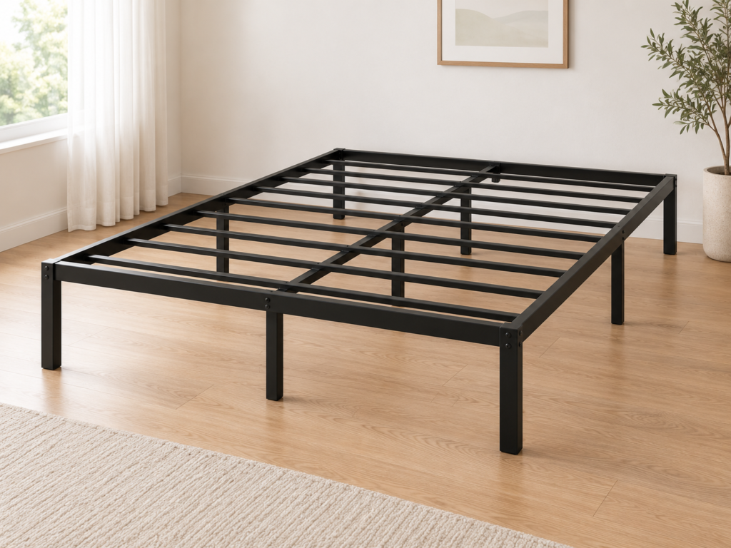basic bed frame black metal platform