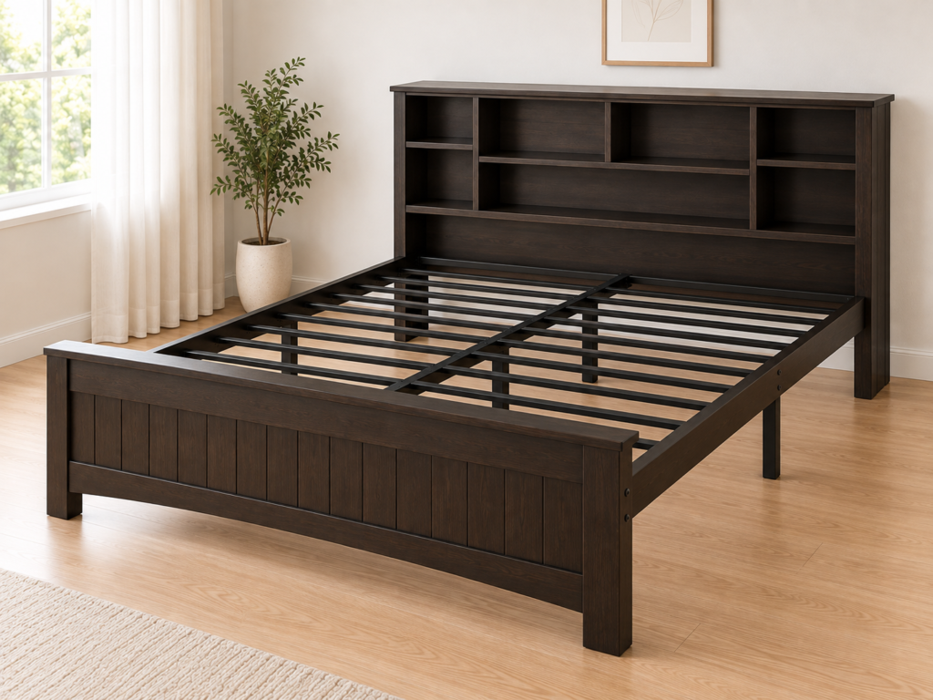 enhanced bed bookcase headboard