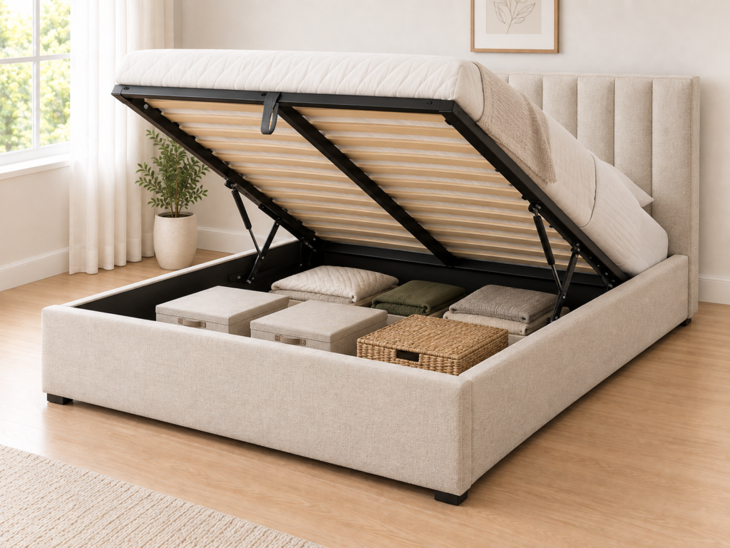 lift up storage bed upholstered