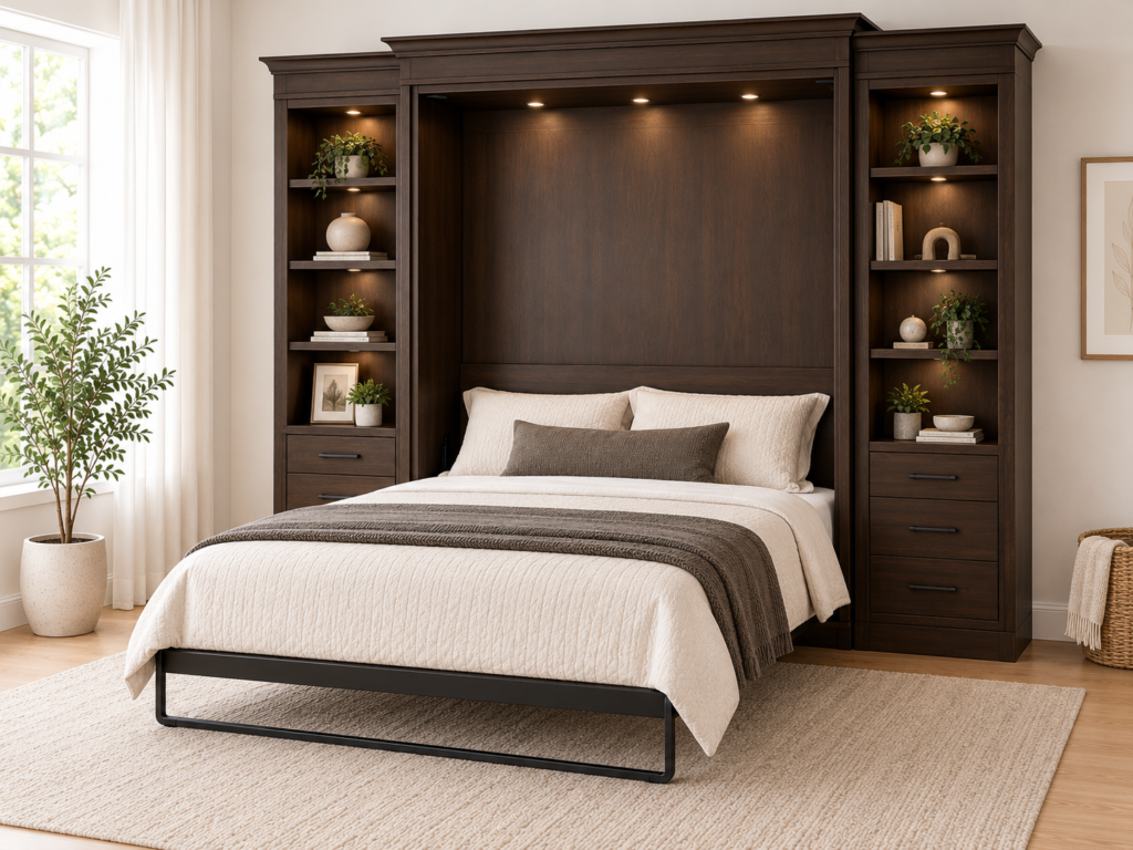murphy wall bed dark wood