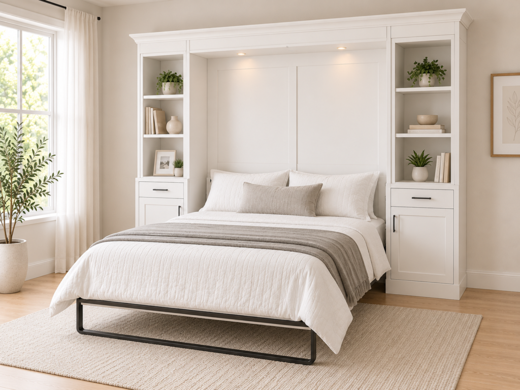 murphy wall bed white cabinet