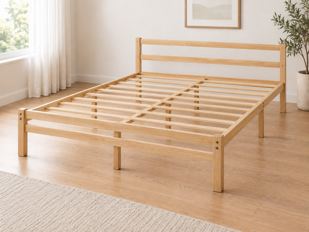 standard bed frame natural wood